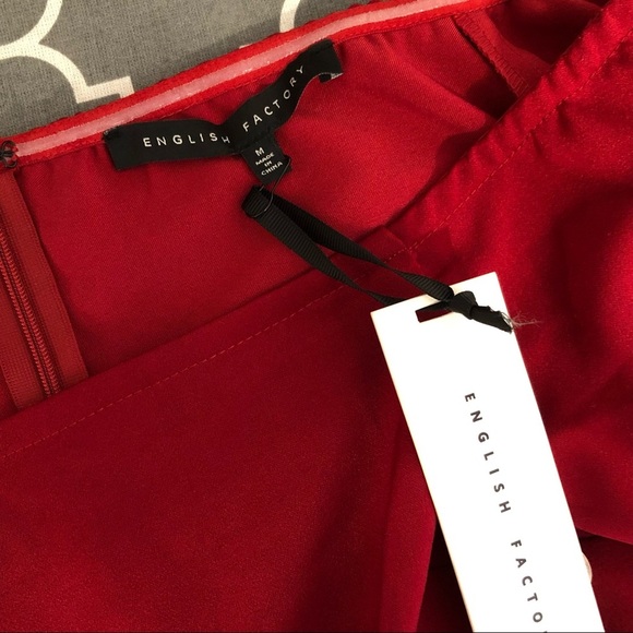 NWT English Factory Red Bell Sleeve Blouse Sz M - Picture 9 of 11